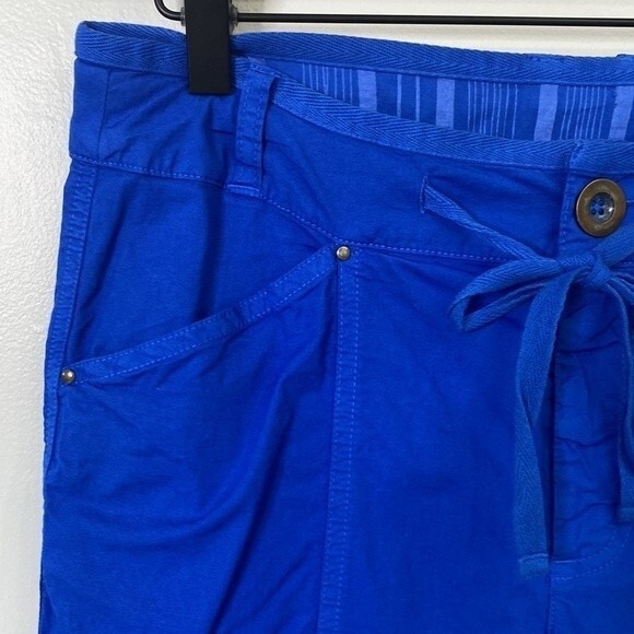 Fresh Produce Drawstring Cropped Utility Pant Royal Blue Cotton Stretchy Vibrant - Picture 3 of 15